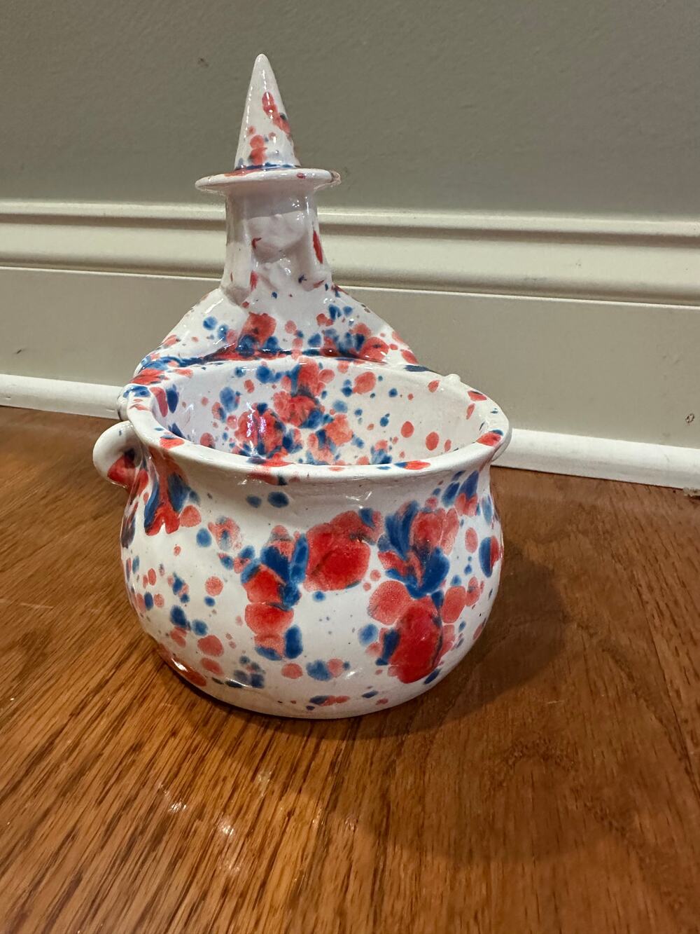 Vintage Unique Red white and Blue White candy dish